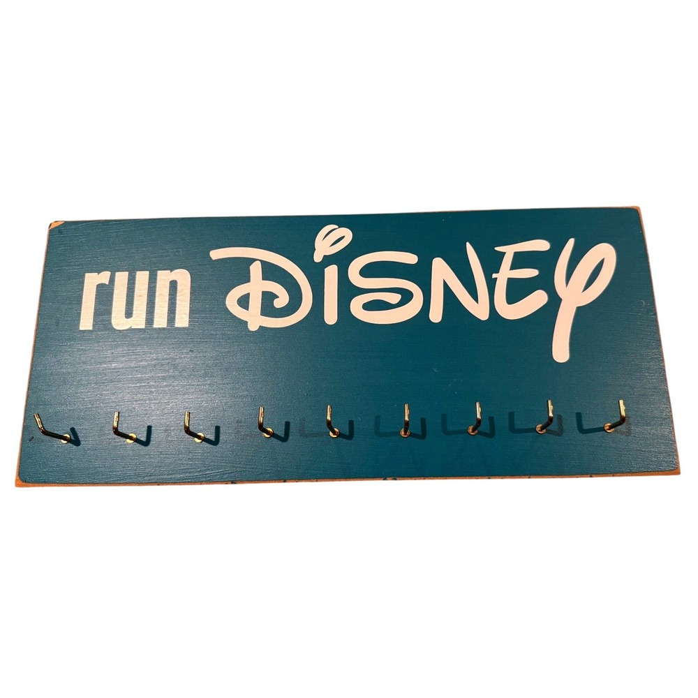 Run Disney Medal Holder Rack Aqua Wooden Running Display Hooks